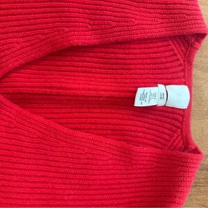 H&M V-Neck Sweater in Bold Red